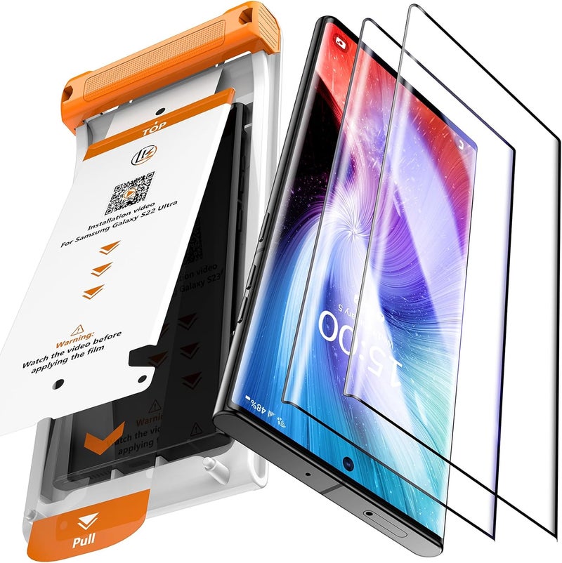 LK 2 Pack for Samsung Galaxy S22 Ultra Screen Protector, [GAME-CHANGER Nano Ceramic Film] [9H+ Hardness] [12FT Military Grade Shatterproof] [Bubble-Free] Upgrade from Tempered Glass - Image 1